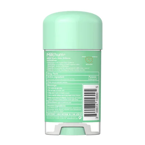 Miniatura 2 de Mitchum Desodorante antitranspirante de gel, triple defensa de olores para mujeres, polvo fresco, 2.25 onzas, paquete de 4