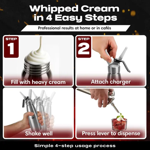 Miniatura 6 de Chef Master Dispensador de crema batida con 3 boquillas y cepillo de limpieza 1 pinta