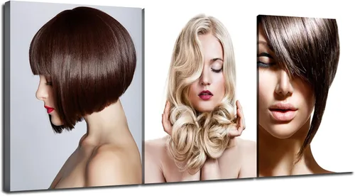 Miniatura 15 de Decoración de pared de salón de peluquería de corte de pelo de moda enmarcada 36Wx16H Women Hairstyle Wall Decor, Fashion Haircut Picture