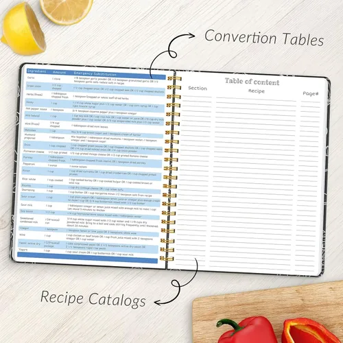 Miniatura 3 de LuBudingJoy Cuaderno de recetas en blanco para escribir en tus propias recetas, página completa de Sprial de tapa dura, organizador de recetas