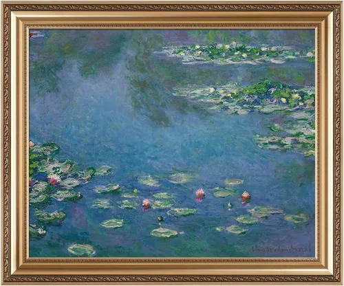 Miniatura 54 de IPIC - Reproducción artística de los lirios de agua de Claude Monet 1906, impresiones giclée coinciden con el marco dorado clásico, arte de pared