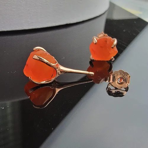 Miniatura 49 de Aretes de piedra preciosa natural en bruto con oro rosa sobre plata de ley 925, 6 a 0.276 in, regalo de piedra de nacimiento de calidad genuina