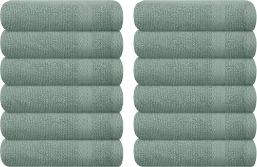 Miniatura 54 de GLAMBURG - Juego de 12 toallas faciales ultrasuaves de 13 x 13 pulgadas, 100% algodón, duraderas y altamente absorbentes, ideales para baño, cocina