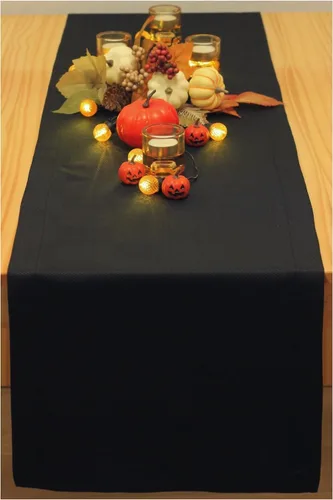 Miniatura 13 de Camino de mesa negro de 36 pulgadas, camino de mesa auxiliar impermeable, bufanda de tocador, caminos de mesa de comedor pequeños y cortos