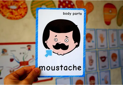 Miniatura 3 de SANTSUN 36 piezas de tarjetas flash My Body Parts para niños pequeños, con agujeros perforados, para que puedas ordenar y organizar las tarjetas