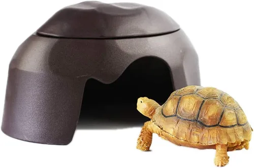 OMEM Casa de reptiles con fregadero de cerámica, terrario, caja de cría de cuevas, refugio, decoración de hábitat, escondites para tortuga, lagarto,