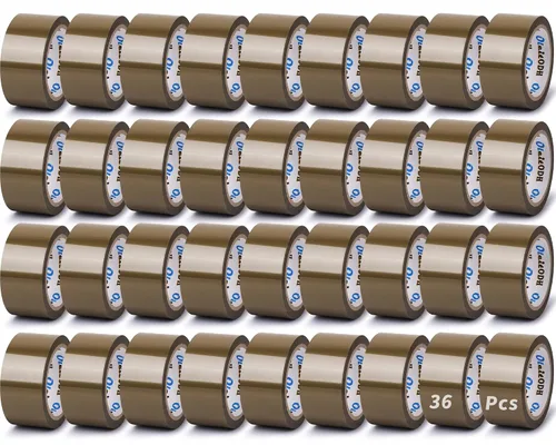Miniatura 9 de Oleitodh 36 rollos de cinta de embalaje marrón con dispensador, cinta de envío resistente de 1.88 pulgadas x 60 yardas, repuestos de cinta