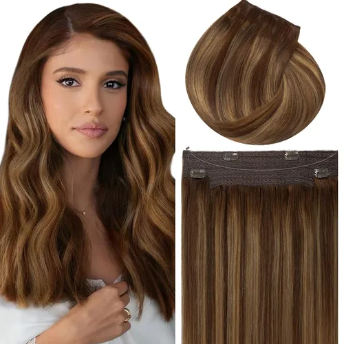 Miniatura 33 de Lacer Hair Glam - Extensiones de cabello humano con clip, sin costuras, color negro hueso, 4.33 oz, 7 unidades, 20 pulgadas, con clip de trama