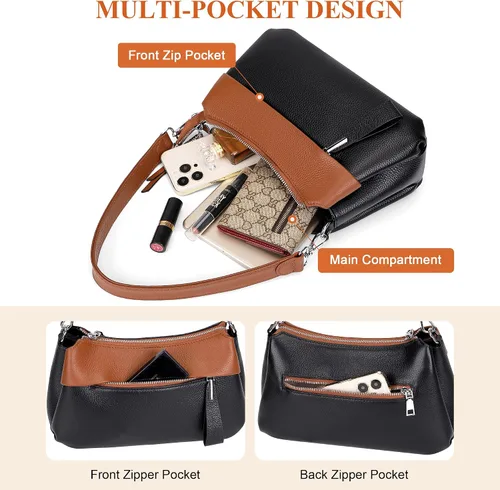 Miniatura 14 de Over Earth Genuine Leather Crossbody Bags for Women Small Hobo Handbags Shoulder Purses with 2 Detachable Straps