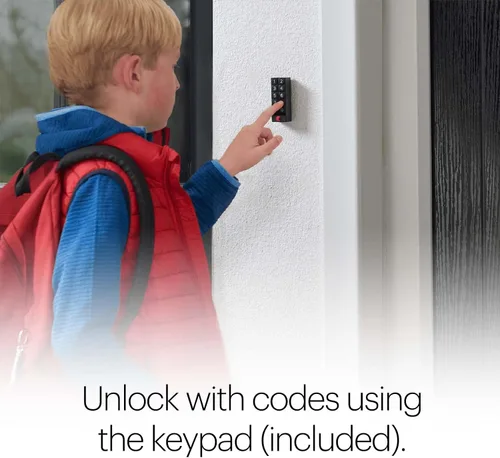 Miniatura 6 de August Home Cerradura inteligente Wi-Fi negra mate y teclado inteligente, cerradura de puerta sin llave para puerta de entrada delantera, ideal