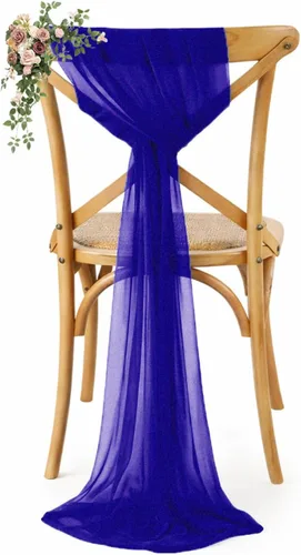 Miniatura 28 de VDS Paquete de 25, Rojo Manzana, Lazos de Gasa para Sillas con Bordado de Chiffon, Funda para Silla con Moño en la Parte Posterior, Ideal
