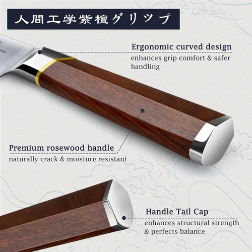 Miniatura 4 de HOSHANHO Cuchillo para Brisket de 12 Pulgadas, Cuchillo de trinchado de acero de alto carbono japonés para corte de carne y BBQ, Cuchillos de corte
