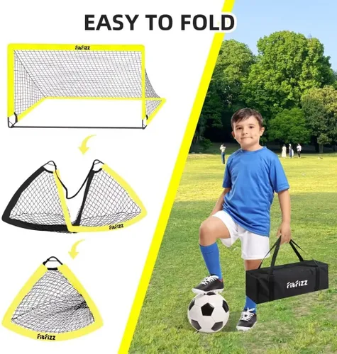 Miniatura 3 de Portería de fútbol, portería de fútbol para patio trasero, juego de red de fútbol portátil desplegable de 6 x 4 pies, equipo de entrenamiento