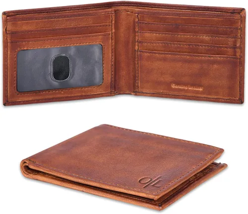 Miniatura 27 de Cartera delgada de cuero para hombre, bloqueo RFID, bolsillo frontal minimalista, delgada y elegante con ventana de identificación, regalo