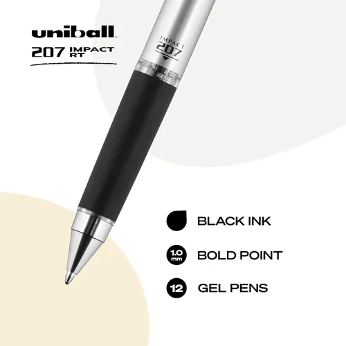 Miniatura 4 de Uniball Signo 207 Impact RT - Bolígrafos de gel retráctiles (paquete de 12) y bolígrafos de gel Uniball Signo 207 Impact Stick (paquete de 4)