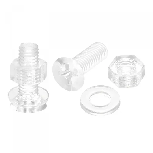 Miniatura 19 de uxcell Tornillos de máquina Phillips de plástico M4 x 0.787 in con tuercas y arandelas planas, pernos de máquina de cabeza plana de PC