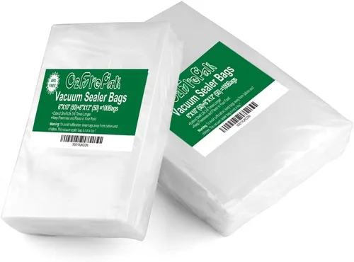 O2frepak 100 bolsas selladoras al vacío, 50 de cada tamaño, 50 pintas de 6 x 10 pulgadas y 50 cuartos de galón de 8 x 12 pulgadas, sin BPA, sellado