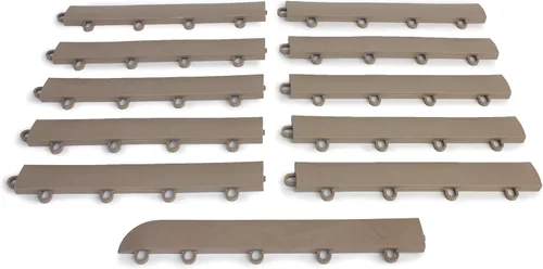 Kit de borde de transición Big Floors, borde de piso modular entrelazado duradero para garaje, compatible con productos RaceDeck, GarageTrac y Beige