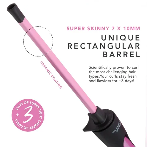 Miniatura 2 de CHOPSTICK STYLER Heroine - Varita rizadora profesional, 3/8 de barril rectangular de cerámica súper delgada para rizos apretados, naturales