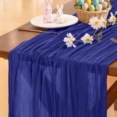 Miniatura 12 de Socomi - 10 caminos de mesa de gasa, estilo bohemio y rústico, para primavera, Pascua, bodas, fiestas, baby showers, cumpleaños y decoración, 120