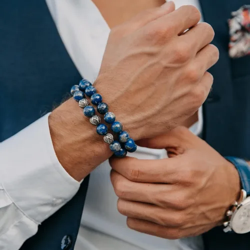 Miniatura 7 de Pulsera de cuentas para hombre Usuario con nombre, fama, fortuna y dinero 100% natural envuelto Pulsera de cuentas de piedras preciosas