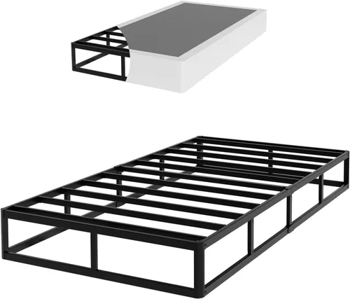 Miniatura 6 de YORMDMO - Somier de 9 pulgadas, tamaño individual con cubierta de tela, base de colchón de perfil de metal resistente, fácil montaje, capacidad