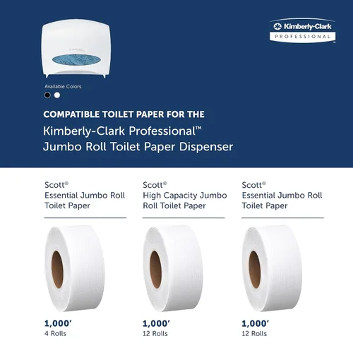 Miniatura 8 de Kimberly Clark Professional JRT Jr. Escort Jumbo Roll. Dispensador de papel higiénico comercial (09508), con rollo de trozo, 16 x 13.88 x 5.75