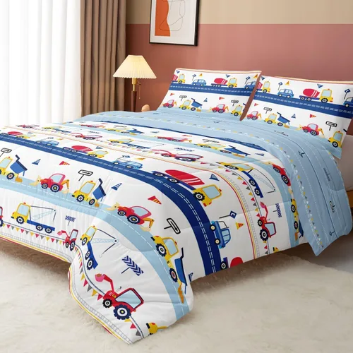 Miniatura 9 de Axolotl - Juego de ropa de cama para niños con diseño de gatos de dibujos animados tamaño individual, juego de edredón con líneas degradadas y lindo