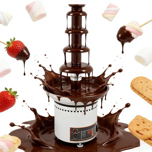 Miniatura 9 de Fuente de fondue de chocolate de 5 niveles, fuente de queso eléctrica digital de acero inoxidable, calentador de chocolate, máquina de calentamiento