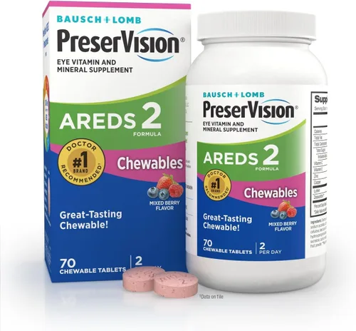 PreserVision AREDS 2 Vitaminas para los Ojos, Marca #1 Recomendada por Oftalmólogos, Suplemento Masticable de Luteína y Zeaxantina con Vitamina C,
