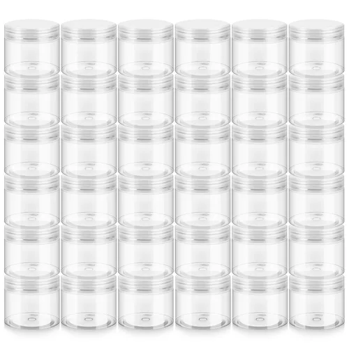 Miniatura 17 de Loretoy Paquete de 36 tarros de plástico de 2 onzas con tapas, sin BPA, reutilizables, rellenables, recipientes de cosméticos transparentes