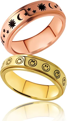 Anillo giratorio para mujeres con ansiedad, de acero inoxidable de 0.236 pulgadas, para aliviar el estrés, anillo de ansiedad para damas, color
