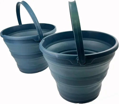 SAMMART Cubo de plástico plegable de 10 L (2.6 galones), bañera redonda plegable, cubo de agua portátil para pesca, bote de agua para exteriores,