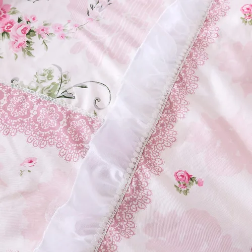 Miniatura 9 de FADFAY, Juego de ropa de cama romántica con estampado de flores, juego de cama rural rústico, funda de edredón con volantes de encaje de princesa