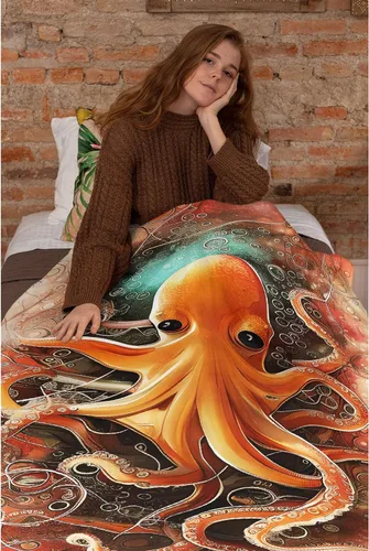 Miniatura 6 de Hermosa manta decorativa de pulpo que te brinda comodidad, cálida y suave como regalo para los amantes de las mantas, manta ligera para sala