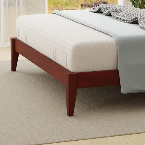 Miniatura 9 de Glenwillow Home Cama de plataforma de madera maciza estilo cabaña en tamaño matrimonial - Cereza clásica
