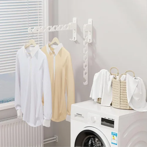Miniatura 3 de Estante de secado de ropa para montaje en la pared, gancho de pared para lavandería, colgador de ropa plegable, estante de pared para interiores