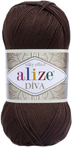 Miniatura 44 de Alize Diva Silk Effect 100% hilo acrílico de microfibra, 1 madejas de bola de 3.53 oz 383yds color (1 - crema)