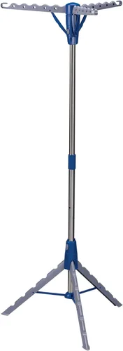 Household Essentials 5009-1 Tendedero portátil plegable para interiores con trípode para colgar ropa | Plata y azul tamaño mediano