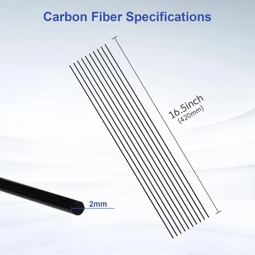 Miniatura 5 de Varilla de Fibra de Carbono 2 X 420 MM - 100% Varillas de Fibra de Carbono Mate 10 Pack para Avión RC, Esqueleto de Cometa Hecho a Mano, Reparación
