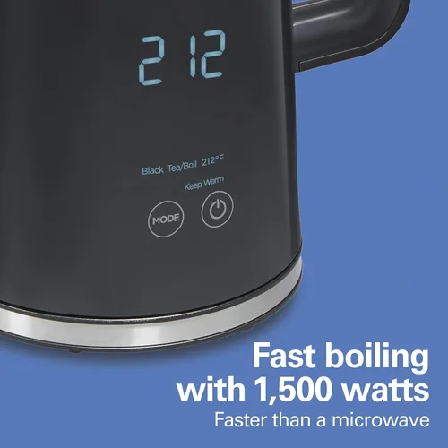 Miniatura 6 de Hamilton Beach Hervidor de té eléctrico con control de temperatura digital, caldera de agua caliente y calentador de 1.7 L, 5 modos preestablecidos