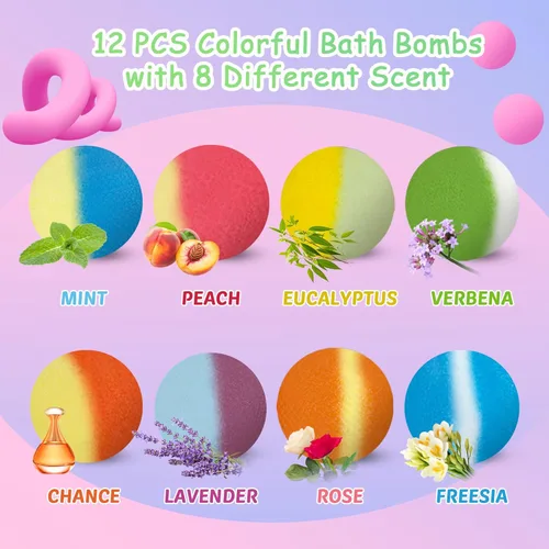 Miniatura 3 de Bombas de baño para niños, 12 piezas de bombas de baño con sorpresa de animales que brillan en la oscuridad, juego de bolas de baño de burbujas