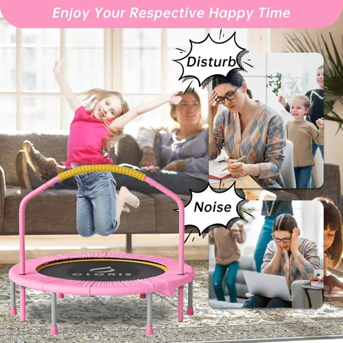 Miniatura 4 de CLORIS 38in/48in Folding Trampoline - Max Load 220lbs / 450lbs Trampoline Rebounder Trampoline with Adjustable Foam Handle, with safty Padded Cover