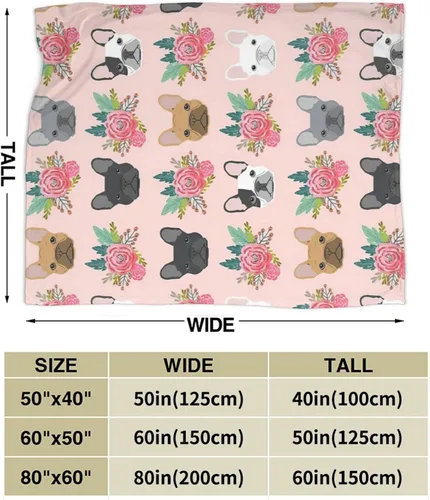 Miniatura 3 de HAZIMCS Manta de franela de felpa de forro polar, diseño floral de bulldog francés, lindo regalo para mascotas, razas de perro, para sillón