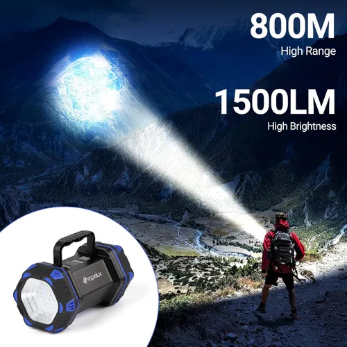Miniatura 2 de Linterna LED de campamento recargable, linterna de campamento de 1500 lm, 8 modos de luz, luces de campamento de capacidad 4800, luz de flash Azul