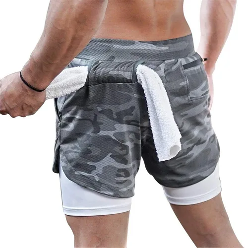Miniatura 2 de Surenow - Pantalones cortos de correr para hombre, pantalones cortos 2 en 1 para entrenamiento, de 7 pulgadas, para yoga, deportes al aire libre