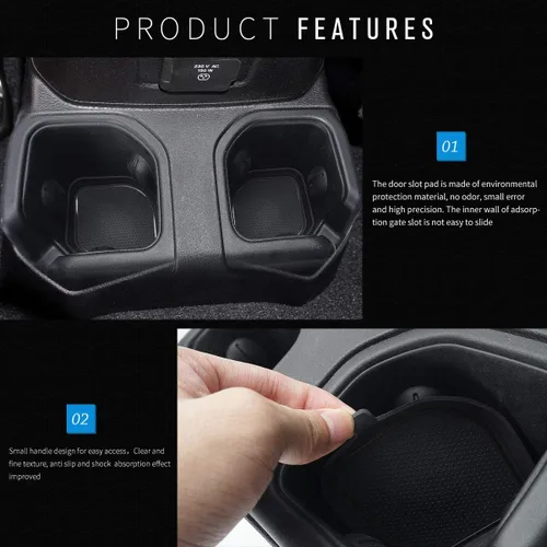 Miniatura 5 de Auovo - Insertos para portavasos de auto, tapetes para vasos, organizador de bandeja para consola central, apto para Wrangler 2018-2023, JL, JLU