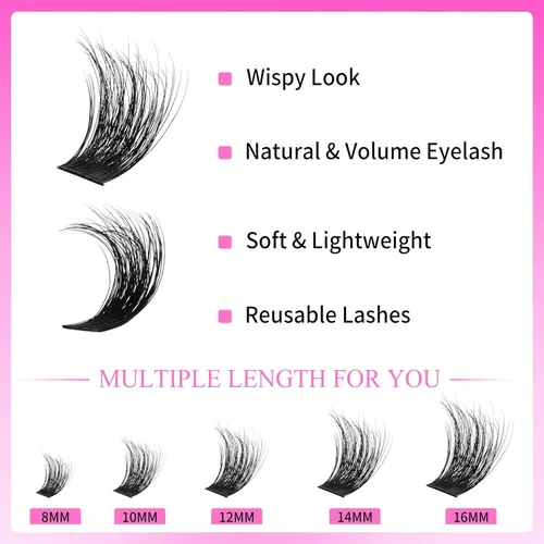 Miniatura 4 de VEYESBEAUTY Xtreme - Extensiones de pestañas individuales esponjosas, pestañas de volumen en capas 3D, banda delgada e invisible, pestañas de visón