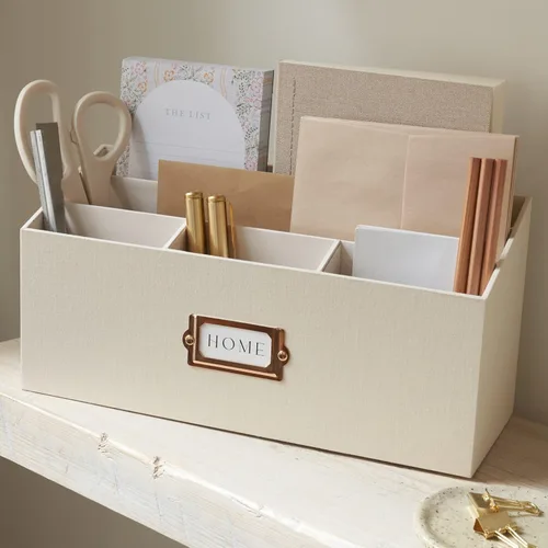 Miniatura 9 de KIBAGA Elegante organizador de correo de lino para tu encimera: organiza fácilmente bolígrafos, correo y más en espaciosos compartimentos