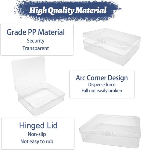 Miniatura 4 de Goiio 6 piezas mini contenedores de almacenamiento de plástico con tapa, caja rectangular transparente de 5 x 4 x 1.3 pulgadas para recolectar